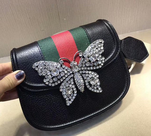 Gucci Totem Small Shoulder Bag 505387 Black Leather