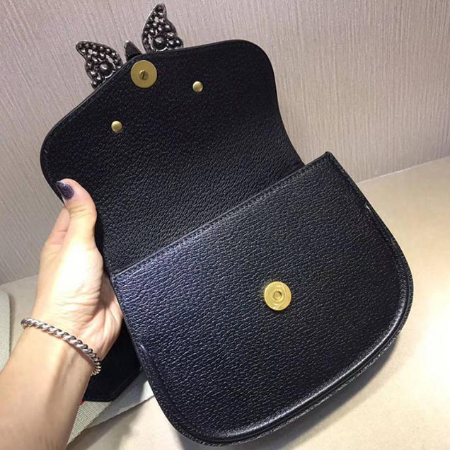 Gucci Totem Small Shoulder Bag 505387 Black Leather