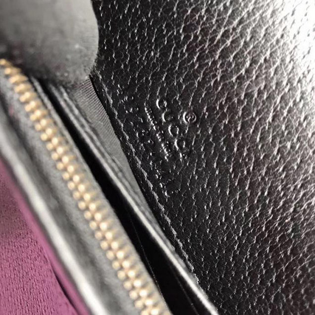 Gucci Leather Mini Chain Bag With Double G And Crystals 499782 Black Leather