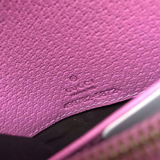 Gucci Leather Mini Chain Bag With Double G And Crystals 499782 Pink Leather