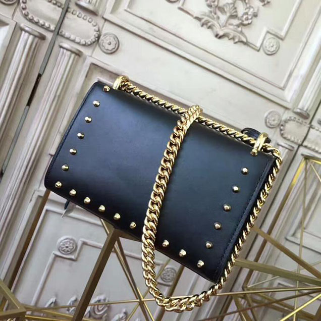 Gucci Padlock Small Studded Shoulder Bag 432182 Black
