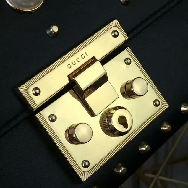Gucci Padlock Small Studded Shoulder Bag 432182 Black