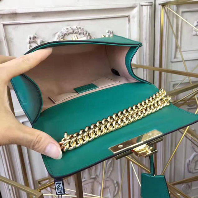 Gucci Padlock Small Studded Shoulder Bag 432182 Green