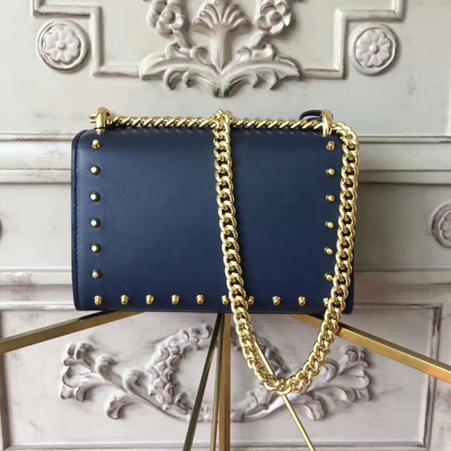 Gucci Padlock Small Studded Shoulder Bag 432182 Navy