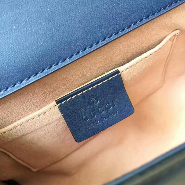 Gucci Padlock Small Studded Shoulder Bag 432182 Navy