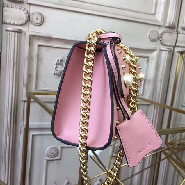 Gucci Padlock Small Studded Shoulder Bag 432182 Pink
