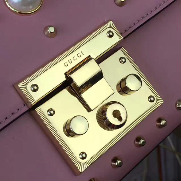 Gucci Padlock Small Studded Shoulder Bag 432182 Pink