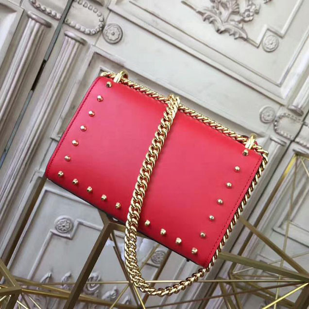 Gucci Padlock Small Studded Shoulder Bag 432182 Red