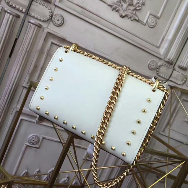 Gucci Padlock Small Studded Shoulder Bag 432182 White