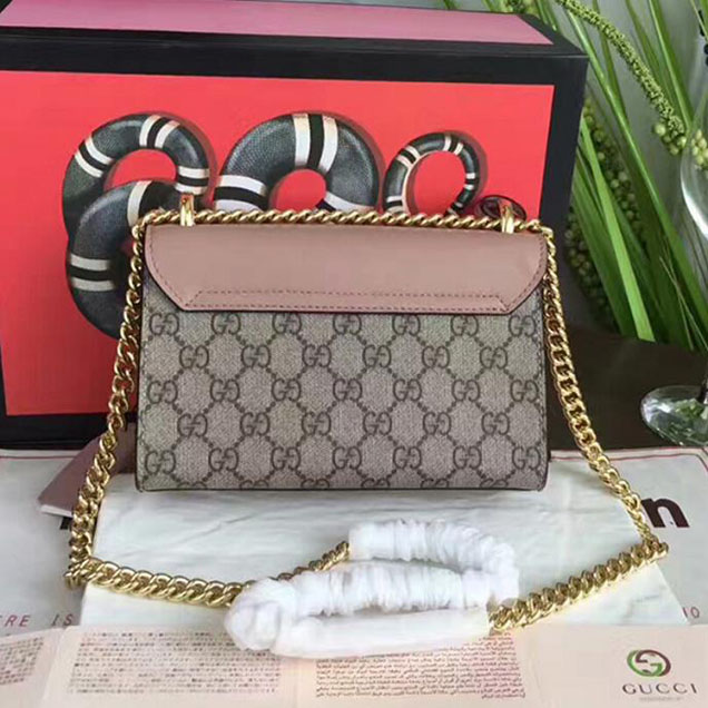 Gucci Padlock Studded GG Supreme Shoulder Bag 432182 Pink