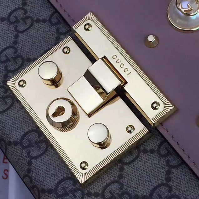 Gucci Padlock Studded GG Supreme Shoulder Bag 432182 Pink