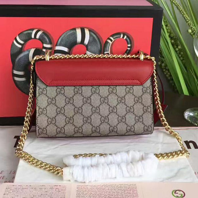 Gucci Padlock Studded GG Supreme Shoulder Bag 432182 Red