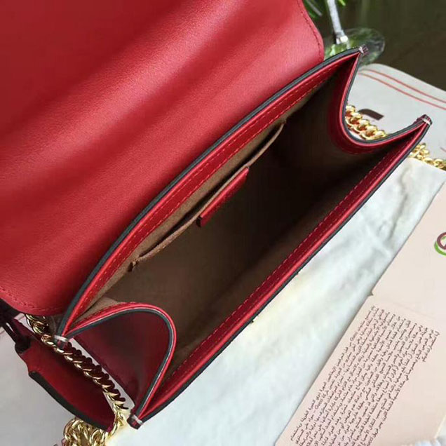 Gucci Padlock Studded GG Supreme Shoulder Bag 432182 Red