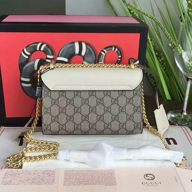 Gucci Padlock Studded GG Supreme Shoulder Bag 432182 White
