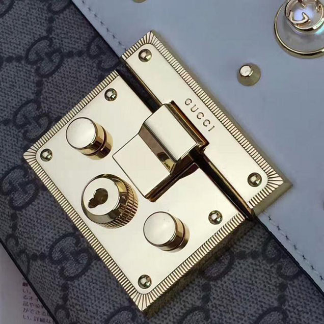 Gucci Padlock Studded GG Supreme Shoulder Bag 432182 White