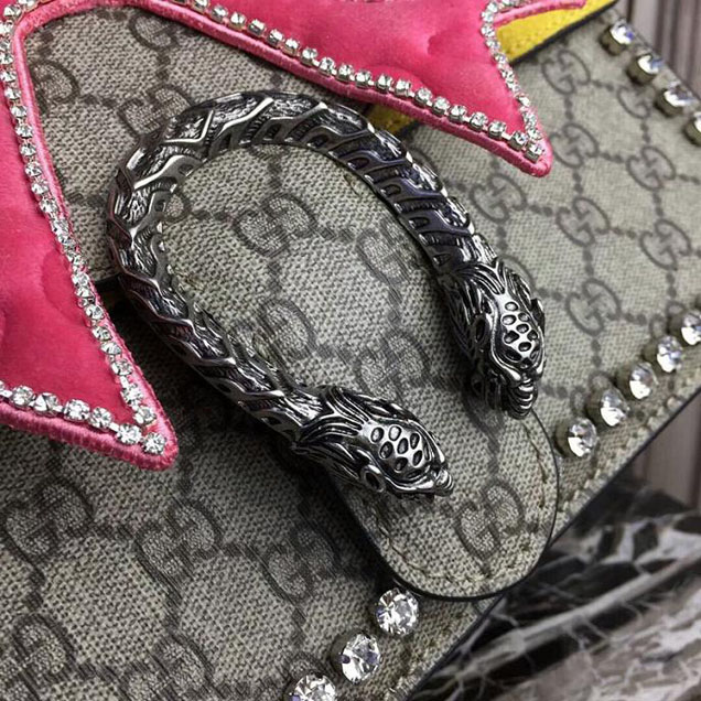 Gucci Dionysus Small Shoulder Bag With Bow 400249 GG Supreme