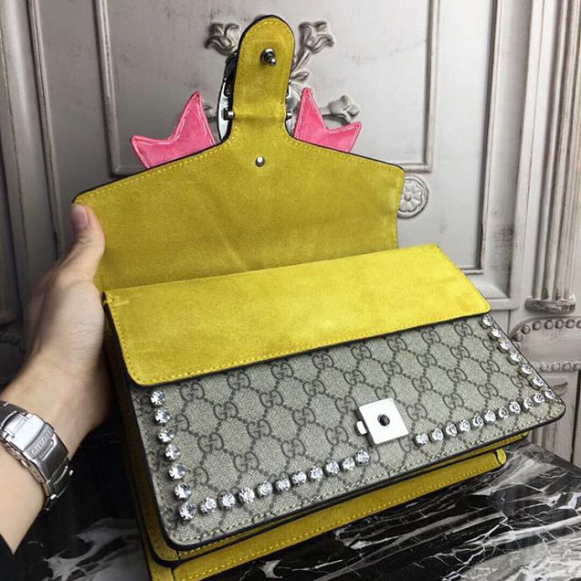 Gucci Dionysus Small Shoulder Bag With Bow 400249 GG Supreme