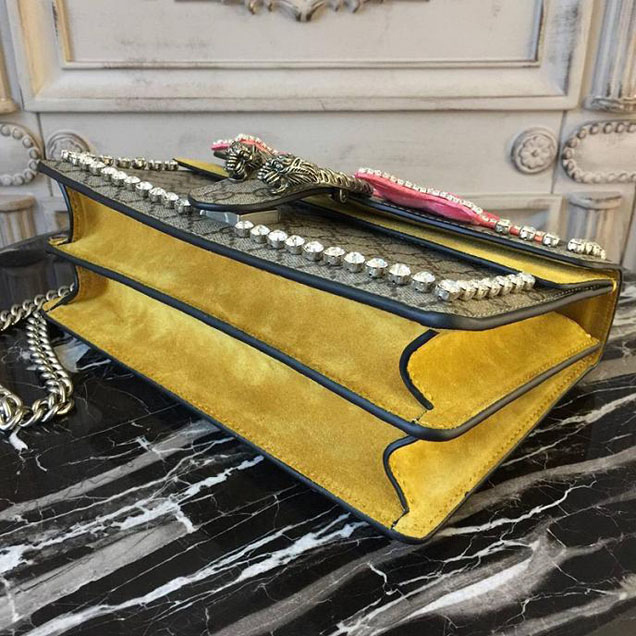 Gucci Dionysus Small Shoulder Bag With Bow 400249 GG Supreme
