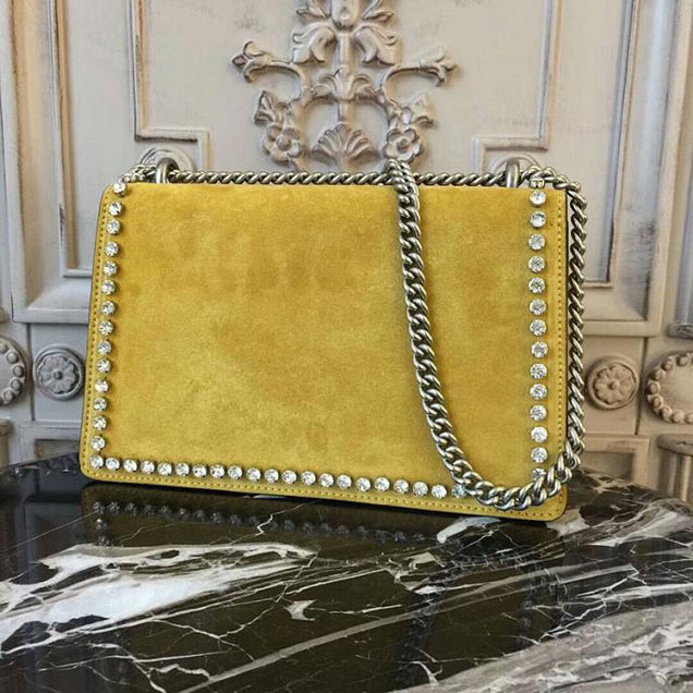 Gucci Dionysus Small Crystal Shoulder Bag 400249 Yellow Suede