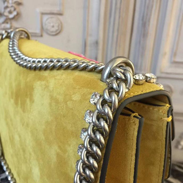 Gucci Dionysus Small Crystal Shoulder Bag 400249 Yellow Suede
