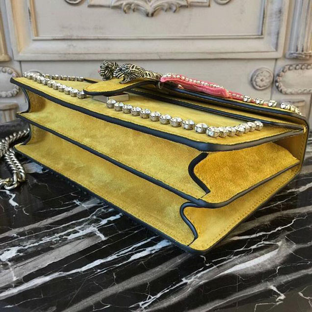 Gucci Dionysus Small Crystal Shoulder Bag 400249 Yellow Suede