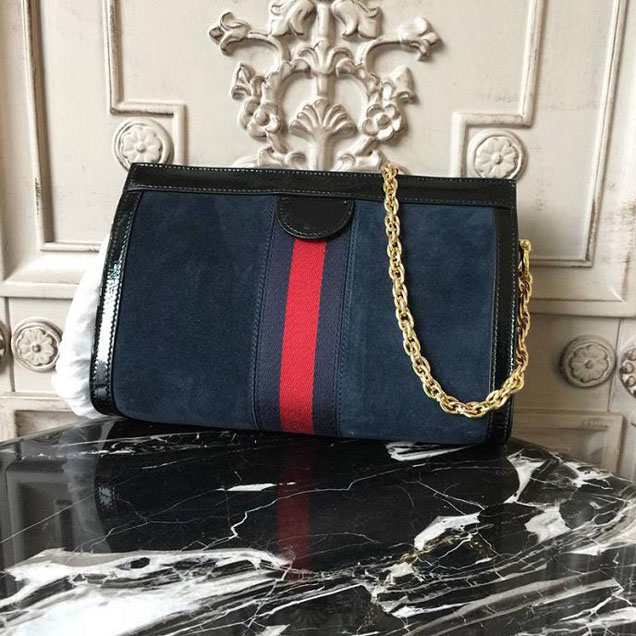 Gucci Ophidia Embroidered Medium Shoulder Bag 503876 Blue