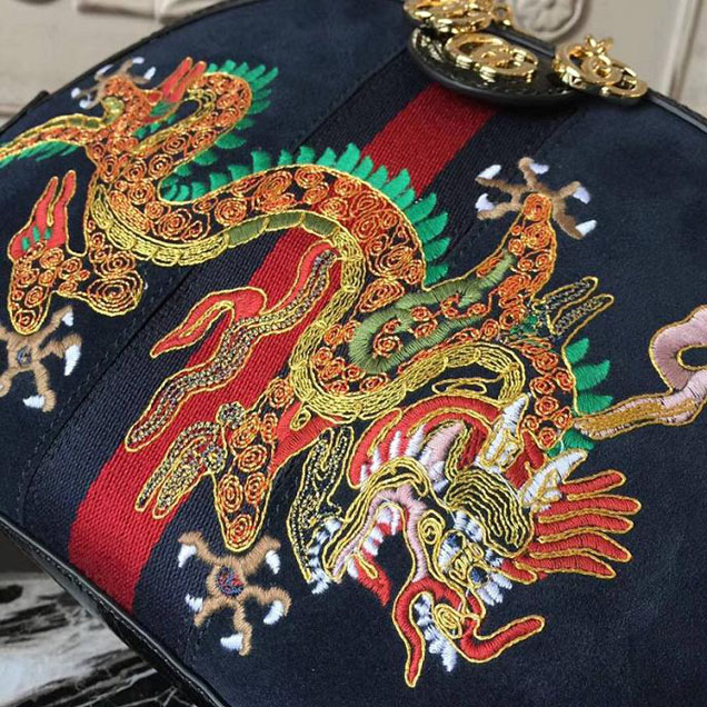 Gucci Ophidia Embroidered Shoulder Bag 499621 Blue