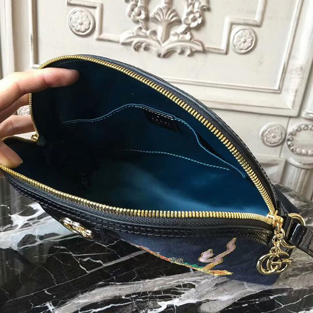 Gucci Ophidia Embroidered Shoulder Bag 499621 Blue