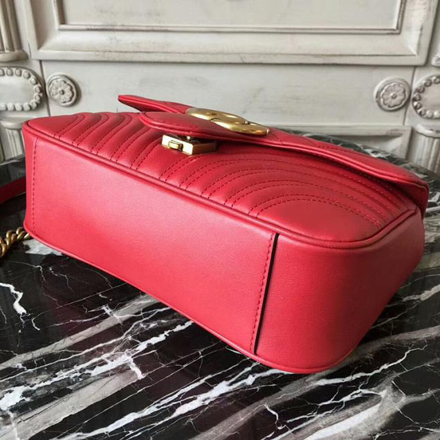 Gucci GG Marmont Matelasse Shoulder Bag 443497 26cm Red