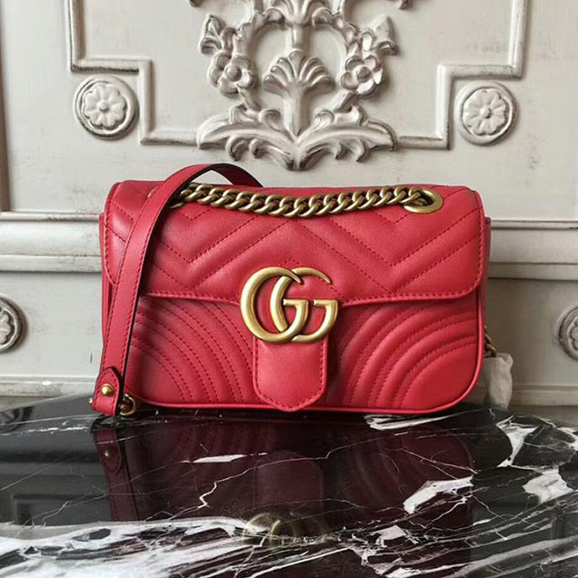 Gucci GG Marmont Matelasse Mini Bag 446744 22cm Red