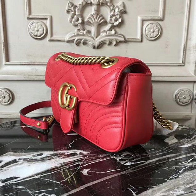 Gucci GG Marmont Matelasse Mini Bag 446744 22cm Red