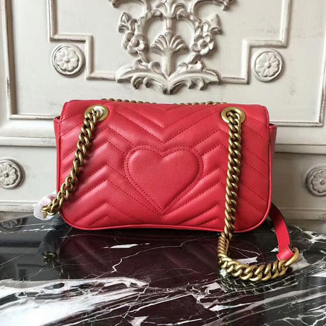 Gucci GG Marmont Matelasse Mini Bag 446744 22cm Red