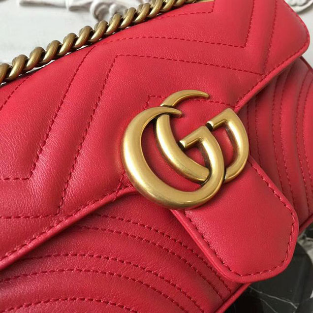 Gucci GG Marmont Matelasse Mini Bag 446744 22cm Red