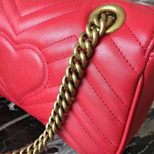 Gucci GG Marmont Matelasse Mini Bag 446744 22cm Red