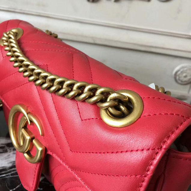 Gucci GG Marmont Matelasse Mini Bag 446744 22cm Red