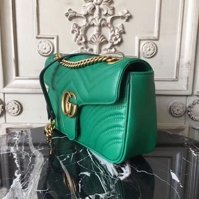 Gucci GG Marmont Matelasse Shoulder Bag 443497 26cm Green