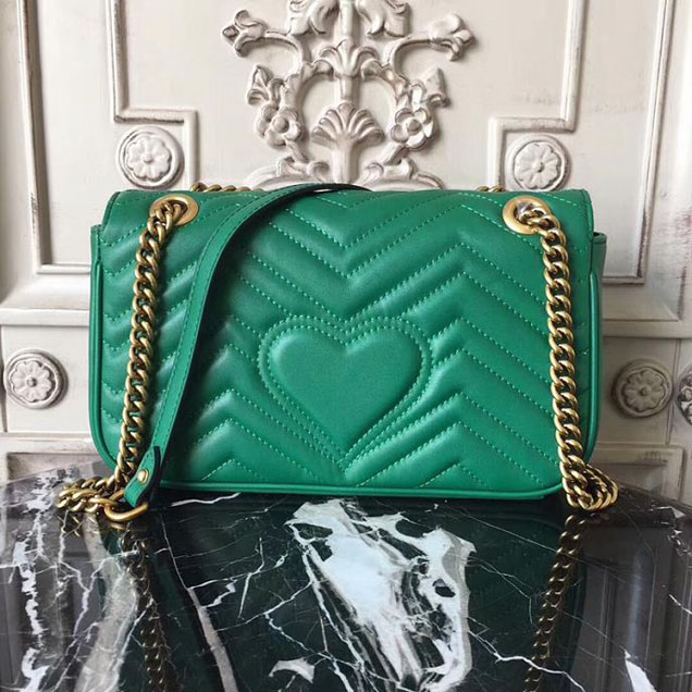 Gucci GG Marmont Matelasse Shoulder Bag 443497 26cm Green