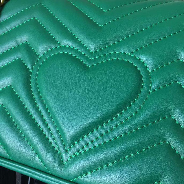 Gucci GG Marmont Matelasse Shoulder Bag 443497 26cm Green