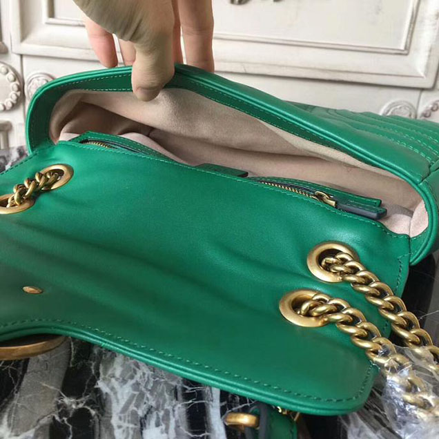 Gucci GG Marmont Matelasse Shoulder Bag 443497 26cm Green