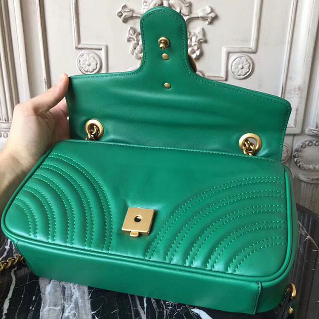 Gucci GG Marmont Matelasse Shoulder Bag 443497 26cm Green