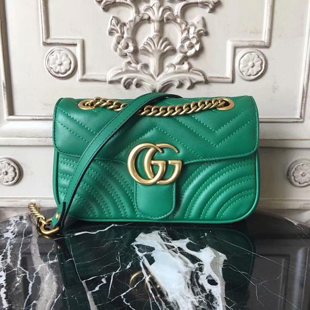 Gucci GG Marmont Matelasse Mini Bag 446744 22cm Green