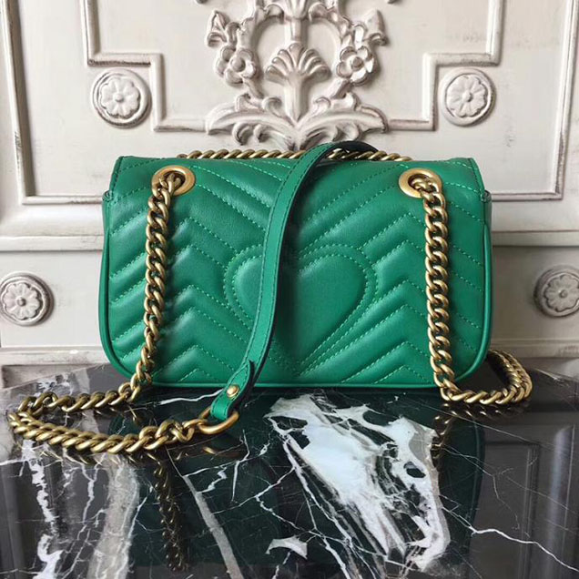 Gucci GG Marmont Matelasse Mini Bag 446744 22cm Green