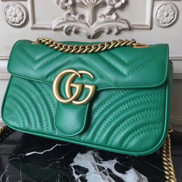 Gucci GG Marmont Matelasse Mini Bag 446744 22cm Green