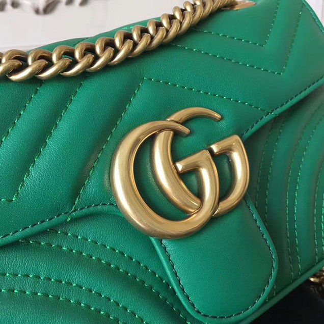 Gucci GG Marmont Matelasse Mini Bag 446744 22cm Green