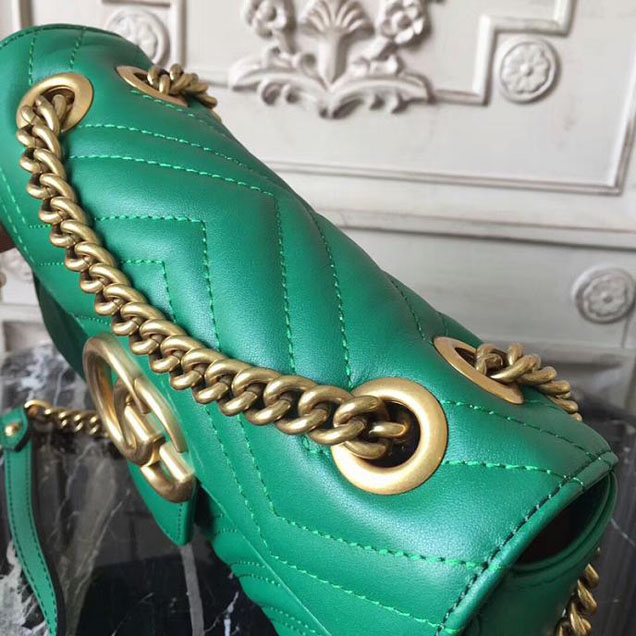 Gucci GG Marmont Matelasse Mini Bag 446744 22cm Green