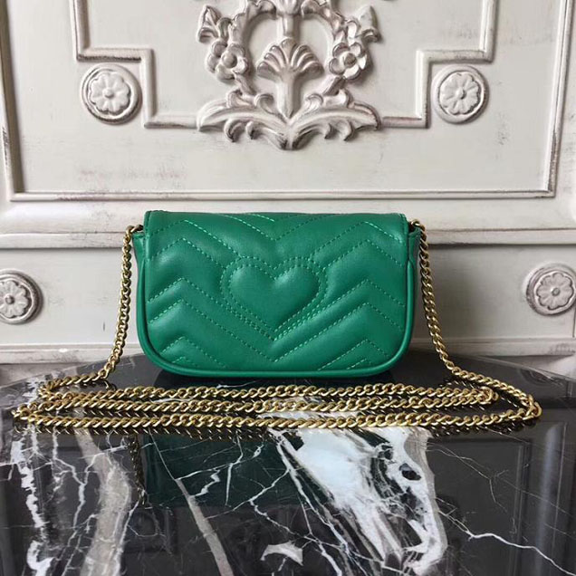Gucci GG Marmont Matelasse Mini Shoulder Bag 17cm Green