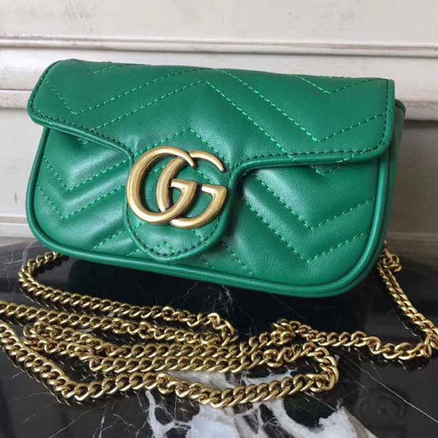 Gucci GG Marmont Matelasse Mini Shoulder Bag 17cm Green