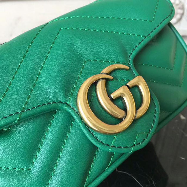 Gucci GG Marmont Matelasse Mini Shoulder Bag 17cm Green