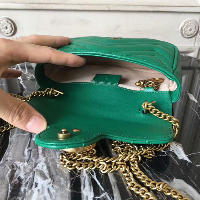 Gucci GG Marmont Matelasse Mini Shoulder Bag 17cm Green