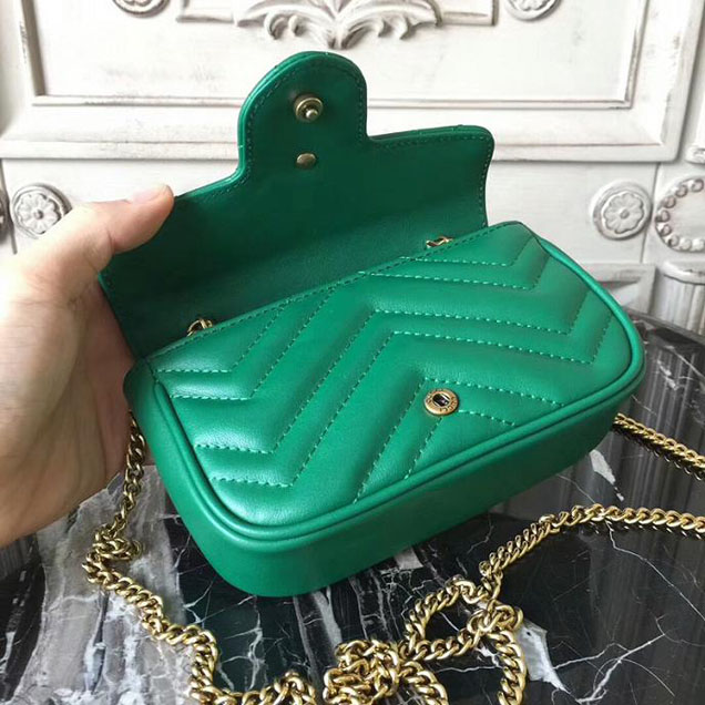 Gucci GG Marmont Matelasse Mini Shoulder Bag 17cm Green